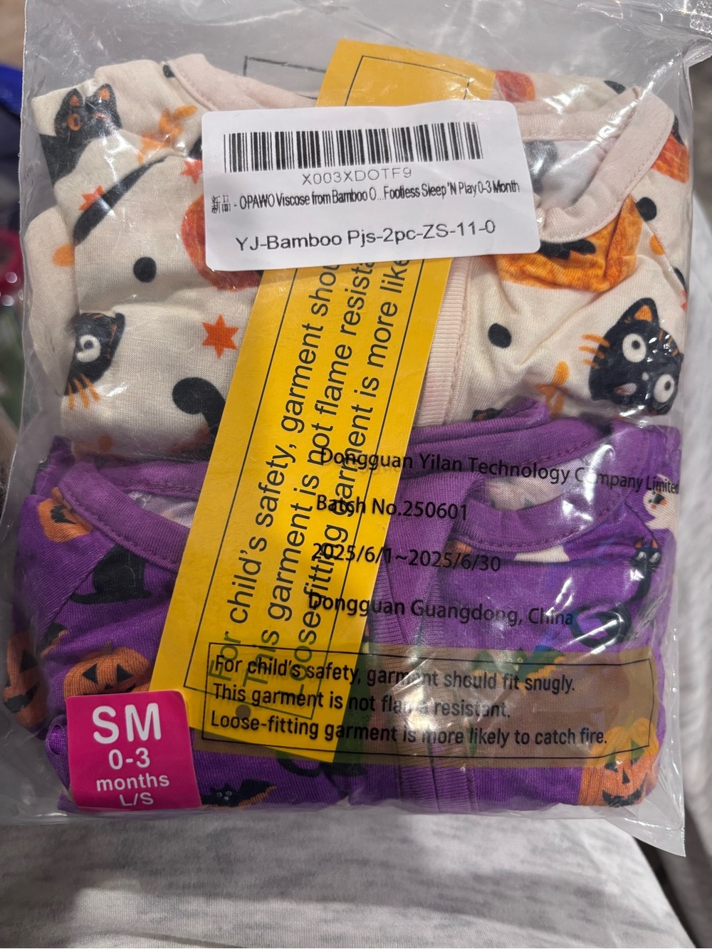 BAMBOO Halloween Baby Pajama Set - Purple & Cream